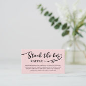 Blush Pink Script Stock the bar Bridal Shower  エンクロージャーカード (スタンド正面)