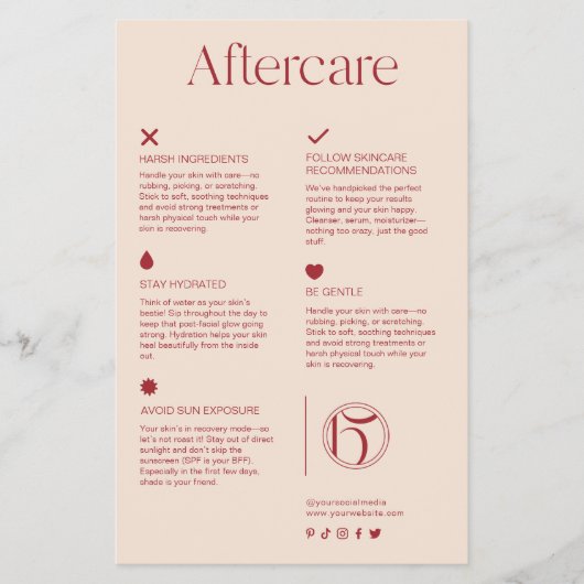 Blush Pink Service Aftercare Skincare Flyer チラシ (正面)