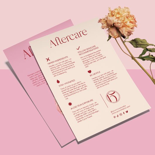 Blush Pink Service Aftercare Skincare Flyer チラシ