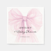 Blush Pink Sheer Bow Baby Girl スタンダードカクテルナプキン (正面)