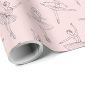 Blush Pink & Silver Ballerina Pattern ラッピングペーパー (ロールコーナー)
