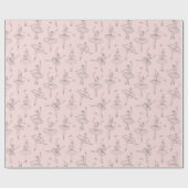 Blush Pink & Silver Ballerina Pattern ラッピングペーパー (フラット)