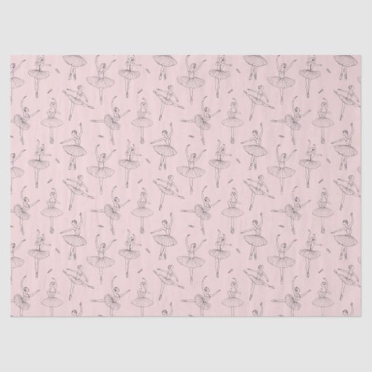 Blush Pink & Silver Ballerina Pattern 薄葉紙 (正面)