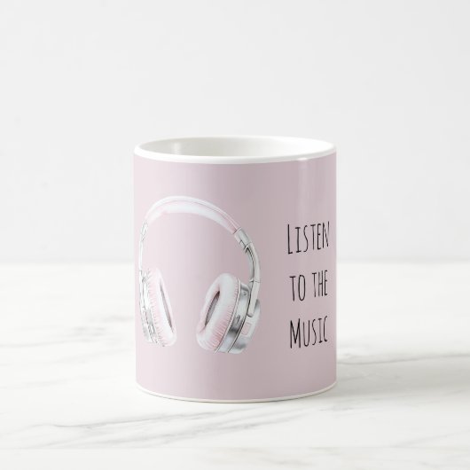 Blush Pink Silver Earphones コーヒーマグカップ (中央)