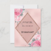 Blush pink silver glitter peony floral  Bridesmaid 招待状 (正面)