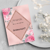 Blush pink silver glitter peony floral  Bridesmaid 招待状