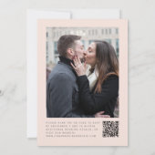 Blush Pink Silver Glitter Photo QR Code Wedding 招待状 (裏面)