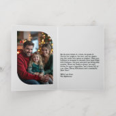 Blush Pink & Silver Merry & Bright Photo Christmas 箔シーズンカード (内側レイダウン)