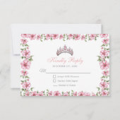 Blush Pink Silver Mis Quince Glitter Quinceañera 出欠カード (正面)