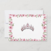 Blush Pink Silver Mis Quince Glitter Quinceañera 出欠カード (裏面)