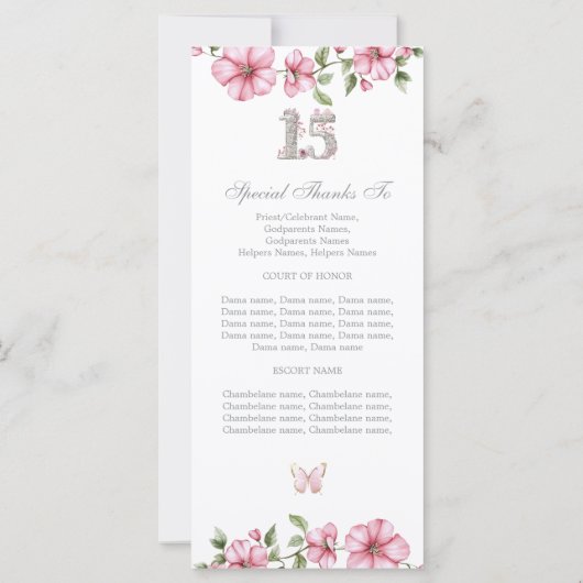 Blush Pink Silver Mis Quince Quiñceanera (裏面)