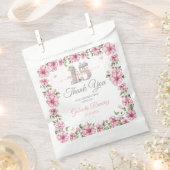 Blush Pink Silver Mis Quince Quinceañera  フェイバーバッグ (クリップ留めされた状態)