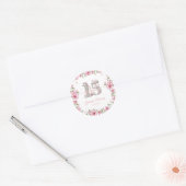 Blush Pink Silver Mis Quince Quinceañera  ラウンドシール (封筒)