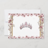 Blush Pink Silver Tiara Floral Quinceañera 出欠カード (裏面)