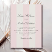 Blush Pink Simple Cabana Stripes Wedding 招待状