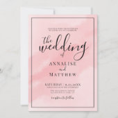 Blush Pink Simple Watercolor Wedding 招待状 (正面)