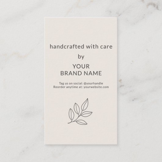 Blush Pink Small Business Care Instructions 名刺 (裏面)