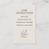 Blush Pink Small Business Care Instructions 名刺 (正面)
