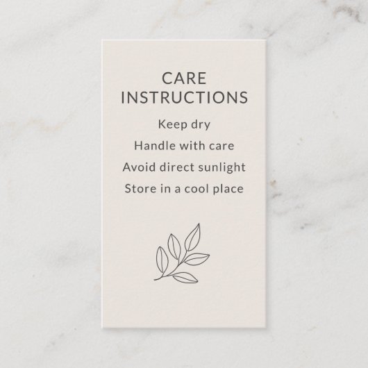 Blush Pink Small Business Care Instructions 名刺 (正面)