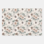 Blush Pink Snowflakes Trees Flowers Christmas ラッピングペーパーシート (正面3)
