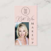Blush Pink Social Icon QR Code Photo Makeup 名刺 (正面)