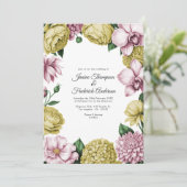 Blush Pink & Soft Gold Watercolor Floral Wedding 招待状 (スタンド正面)