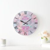 Blush Pink Soft Mint Gold Luxury Modern Collection ラージ壁時計 (ホーム)