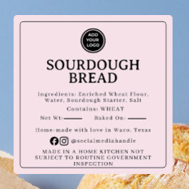 Blush Pink Sourdough Ingredient Cottage Sticker スクエアシール