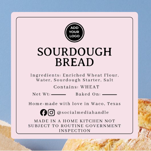 Blush Pink Sourdough Ingredient Cottage Sticker スクエアシール