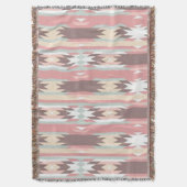 Blush Pink Southwestern Soft Boho Aztec Stripe スローブランケット (正面縦)