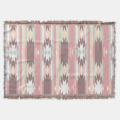 Blush Pink Southwestern Soft Boho Aztec Stripe スローブランケット (正面)