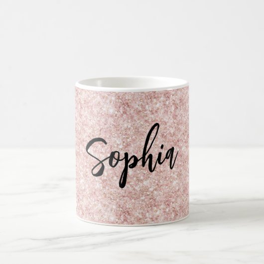 Blush Pink Sparkle Glitter コーヒーマグカップ (中央)