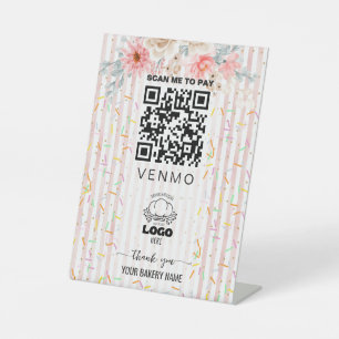 Blush pink Sprinkle Bakery Venmo 支払いQRコード 台座サイン