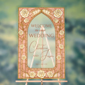 Blush Pink Stained Glass Floral Wedding Welcome  アクリルサイン (ニュートラル)