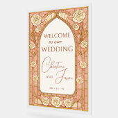 Blush Pink Stained Glass Floral Wedding Welcome  アクリルサイン (傾斜)