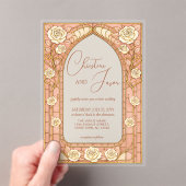 Blush Pink Stained Glass Whimsical Floral Wedding アクリル招待状 (インサイチュ (ポータブル))