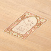 Blush Pink Stained Glass Whimsical Floral Wedding アクリル招待状 (レイダウン)