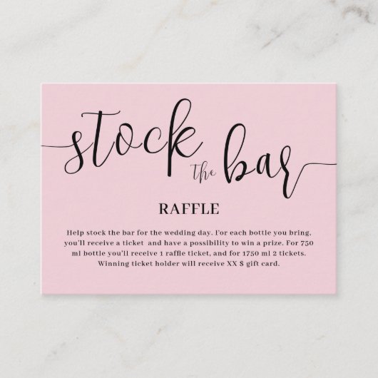 Blush Pink Stock the bar Bridal Shower  エンクロージャーカード (正面)