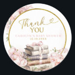 Blush Pink Storybook Baby Shower Thank You Sticker ラウンドシール<br><div class="desc">Blush Pink Storybook Theme Baby Shower Thank You Sticker</div>