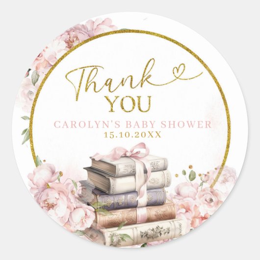 Blush Pink Storybook Baby Shower Thank You Sticker ラウンドシール (正面)