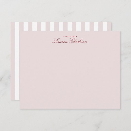 Blush Pink Striped Modern Stationery Note Card 招待状 (正面/裏面)
