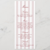Blush Pink Stripes Modern Wedding Menu Card メニュー (正面)