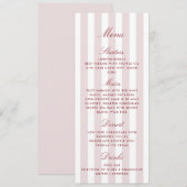 Blush Pink Stripes Modern Wedding Menu Card メニュー (正面/裏面)