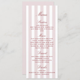 Blush Pink Stripes Modern Wedding Menu Card メニュー