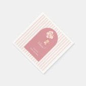 Blush pink stripes, teddy bear balloon スタンダードカクテルナプキン (角)