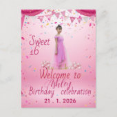 Blush Pink Sweet Sixteen Welcome Sign, Photo インビテーションポストカード (正面)