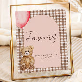 Blush Pink Teddy Bear Favor Table Sign ポスター