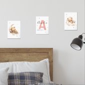 Blush Pink Teddy Bear Nursery Wall Art Custom Name (寝室)