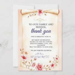 Blush pink thank you Floral Wedding card  サンキューカード