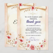 Blush pink thank you Floral Wedding card  サンキューカード (正面/裏面)